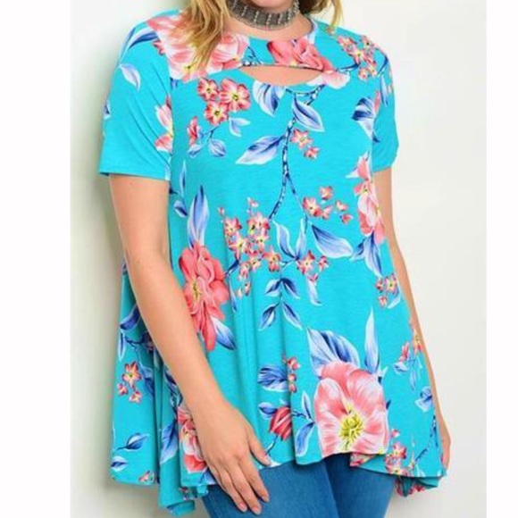 Tops - Floral Print Plus Size Shirt Blouse Top XL 1X 14